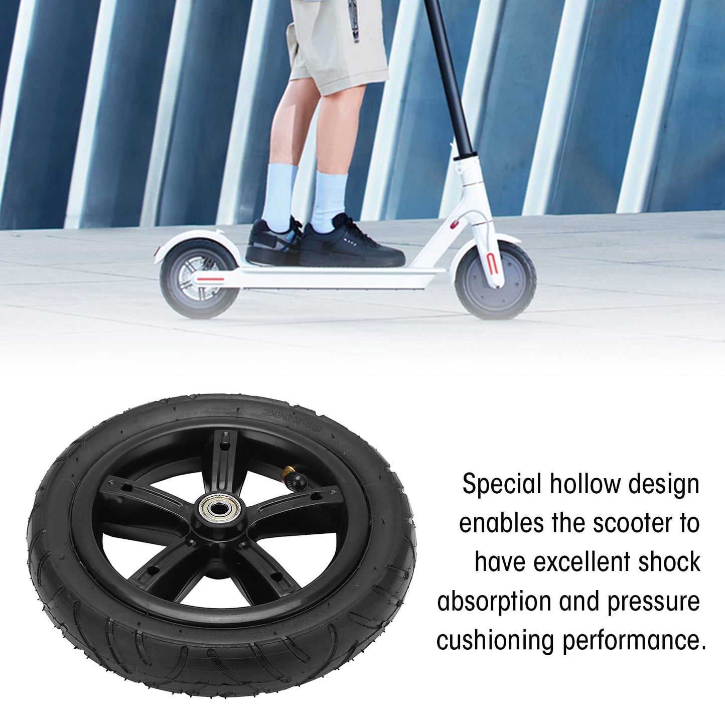 EIMSOAH 8 Inch Electric Scooter Wheel, 200x45 Pneumatic Wheel with Inner Tube, for Electric Scooter with Hub and Bearings