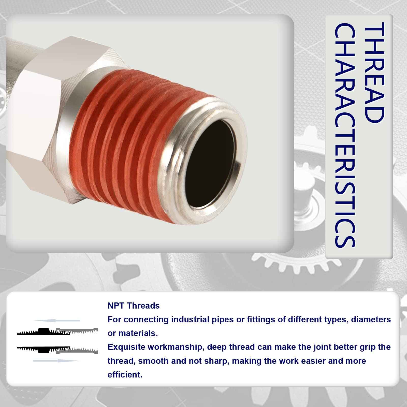 ChillWaves Automotive T-Style Air Plug, 1/4" NPT Male Pneumatic Plugs, Air Compressor Accessories Fittings(20-PACK)