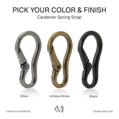 CRAFTMEMORE 2pcs 2 Inches Carabiner Spring Snap Hook Paracord Camping Keychain Accessories Push Gate Spring Clips HR8 (Antique Brass)