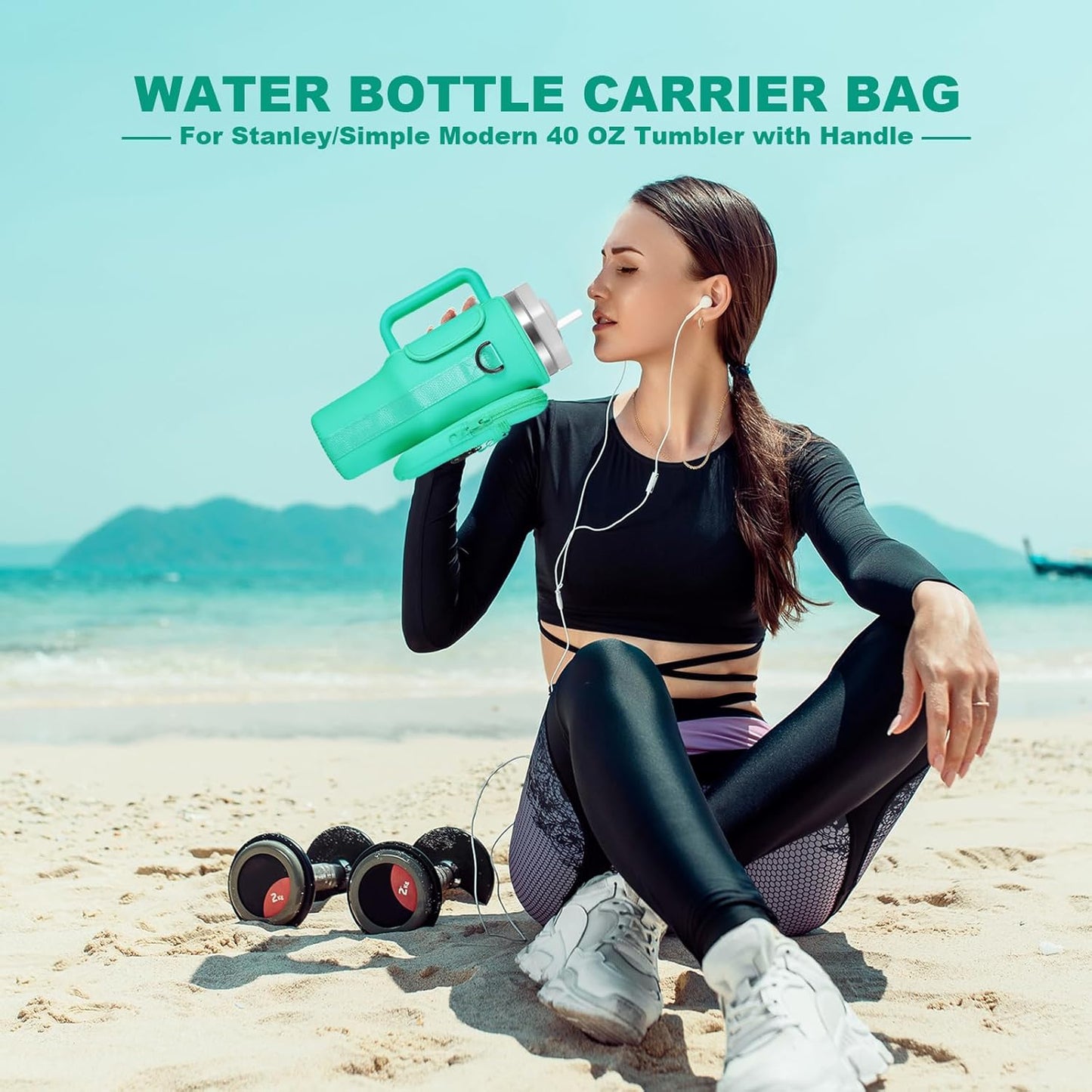 Stanley Water Bottle Carrier Bag - Insulated Neoprene Cup Holder with Phone Pocket | Adjustable Strap, Pink