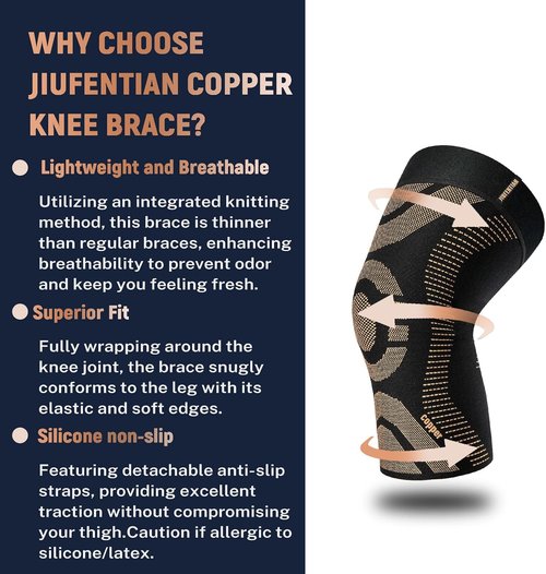 JIUFENTIAN Compression Knee Brace - 2 Pack Copper Knee Sleeves for Pain Relief | 3X-Large for Sports & Workouts