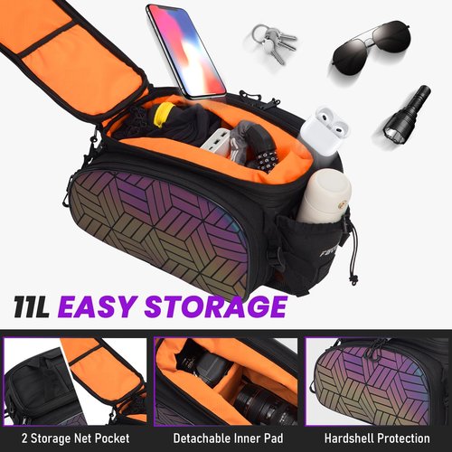 Favoto Bike Rack Bags for Bicycle - Saddle Bag 20L Large Capacity (Expanded to 45L) Waterproof Ebike Trunk Pannier with Reflector and Rain Cover