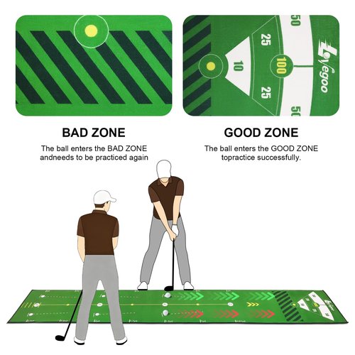 Lovegoo Golf Practice Mat with Alignment Mirror - 20 in X 120in Golf Putting Mat Training Aid Mat, Anti-Slip Backing Golf Putting Green for Indoor/Outdoor (Large)