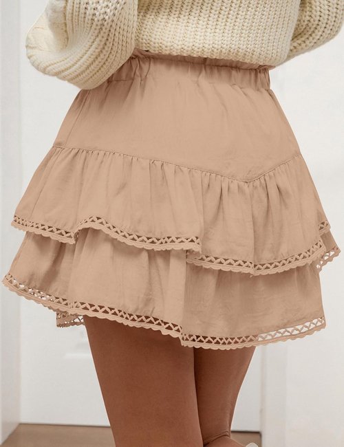LOMON Flowy Skorts for Women - High Waist Ruffle Tiered Mini Skirts for Tennis & Golf | Casual Crochet Design