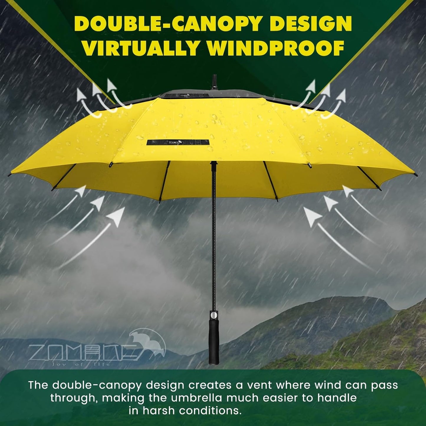 ZOMAKE Golf Umbrella - Large 62/68 Inch Windproof Double Canopy for Rain & Sun Protection