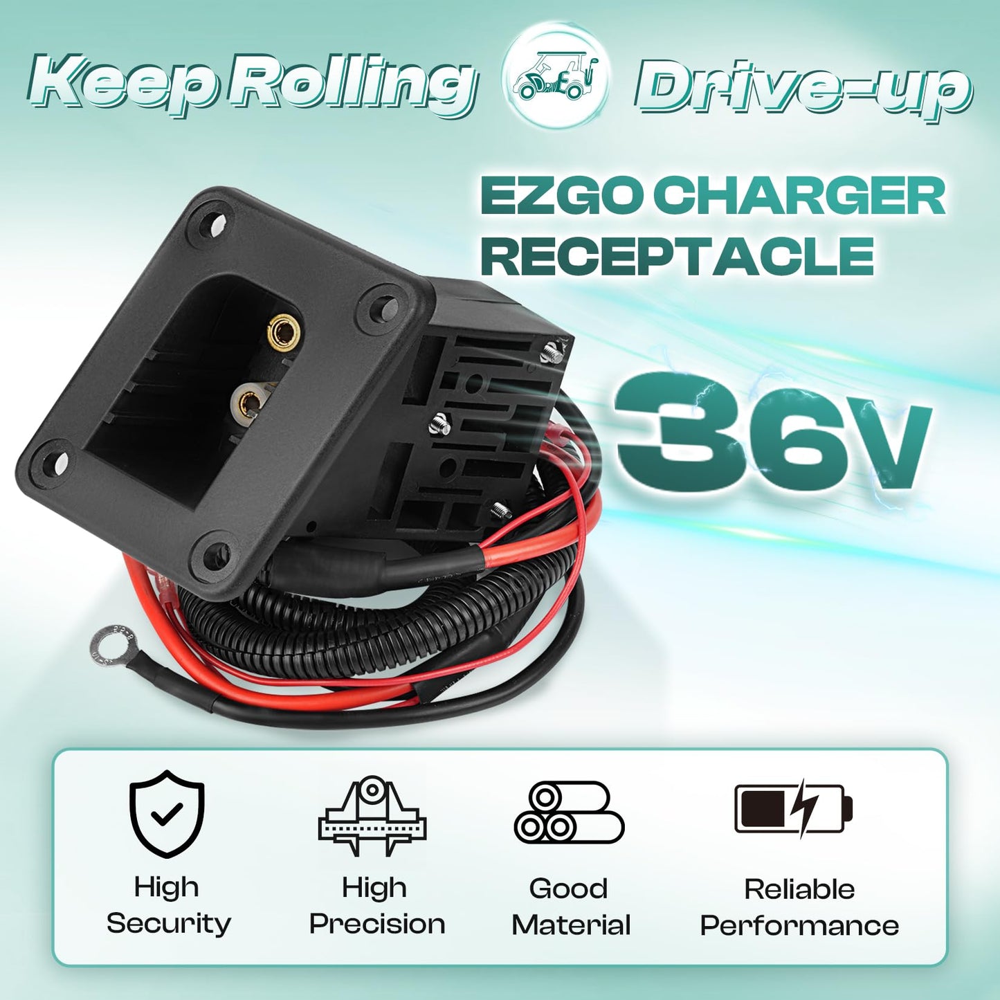 DRIVE UP EZGO Changer Receptacle, 36V Powerwise Golf Cart Charger Receptacle for EZGO TXT, Medalist, DCS, PDS Electric Golf Carts, OEM 73063-G01