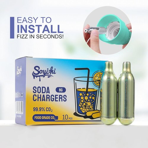 CO2 Soda Chargers - Food Grade 8g Cartridges for Soda Makers | Non-Threaded, 10 Pack