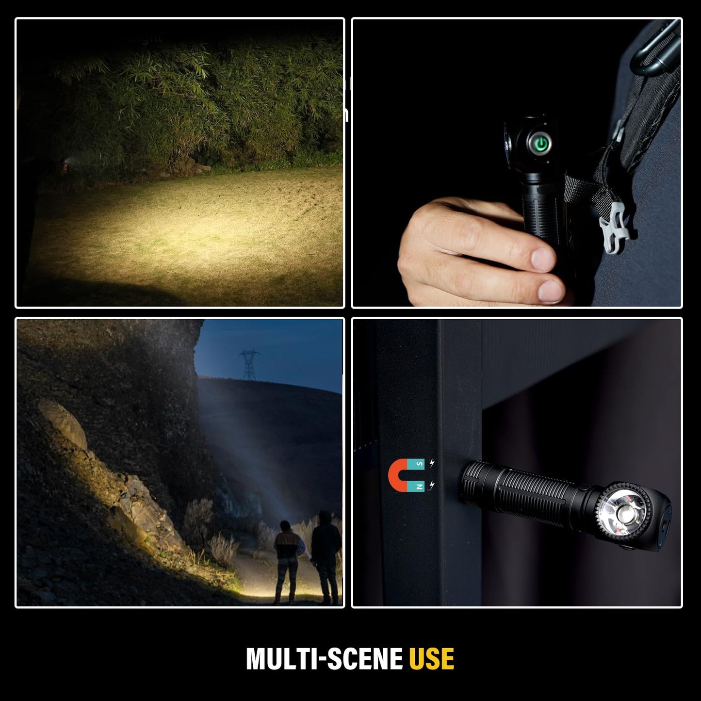urFlamp C6 2000 Lumens Rechargeable Flashlight, 3800mAh Proximity Sensor & Right-Angle LED Flashlights, Magnetic Base, TIR Lens, IP68 Waterproof, Hands-Free Sensing Control