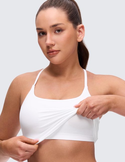 CRZ YOGA Crop Tank Top - Butterluxe Twist Cross Back Design with Padded Adjustable Straps | Women's Longline Sports Bra