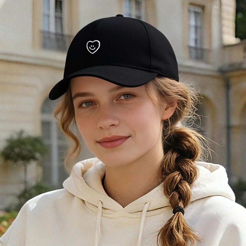 XMMAXFLOW Unisex Baseball Cap with Exquisite Pattern, Adjustable Embroidered Baseball Cap as a Delicate Gift (US, Alpha, One Size, MF09-WhiteSmileLove-Black)