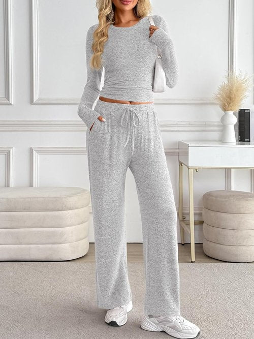 LILLUSORY Women's 2-Piece Lounge Set - Cozy Knit Sweater for Travel & Gym | Fall Fashion 2025