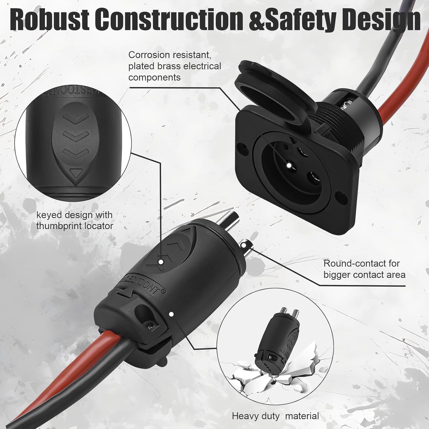 Minn Kota Trolling Motor Plug & Receptacle - Watertight Heavy Duty Connector for 12-48V Systems