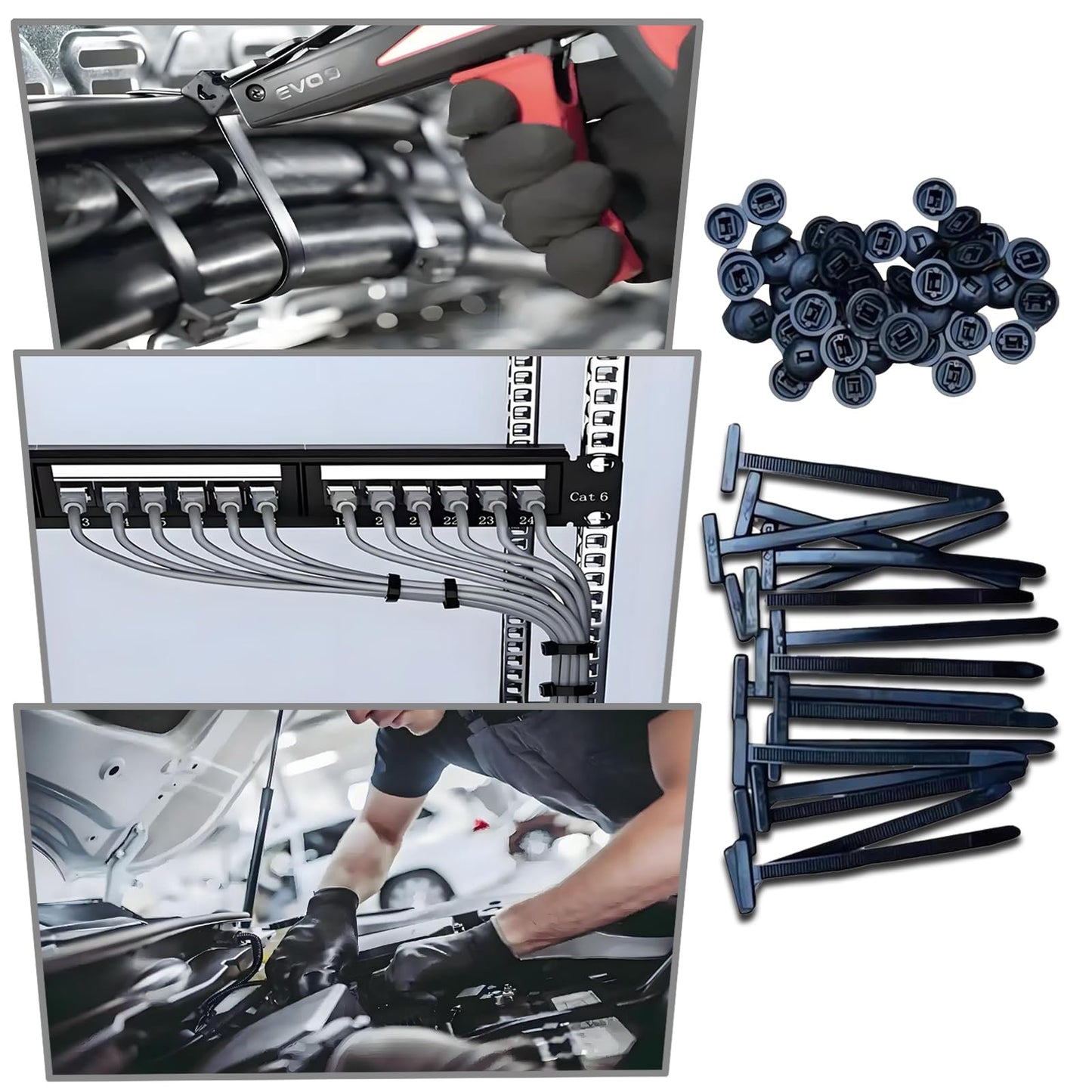 2026 upgraded heavy-duty self-locking nylon cable ties with uv protection for car repair, home, and cable management (100)