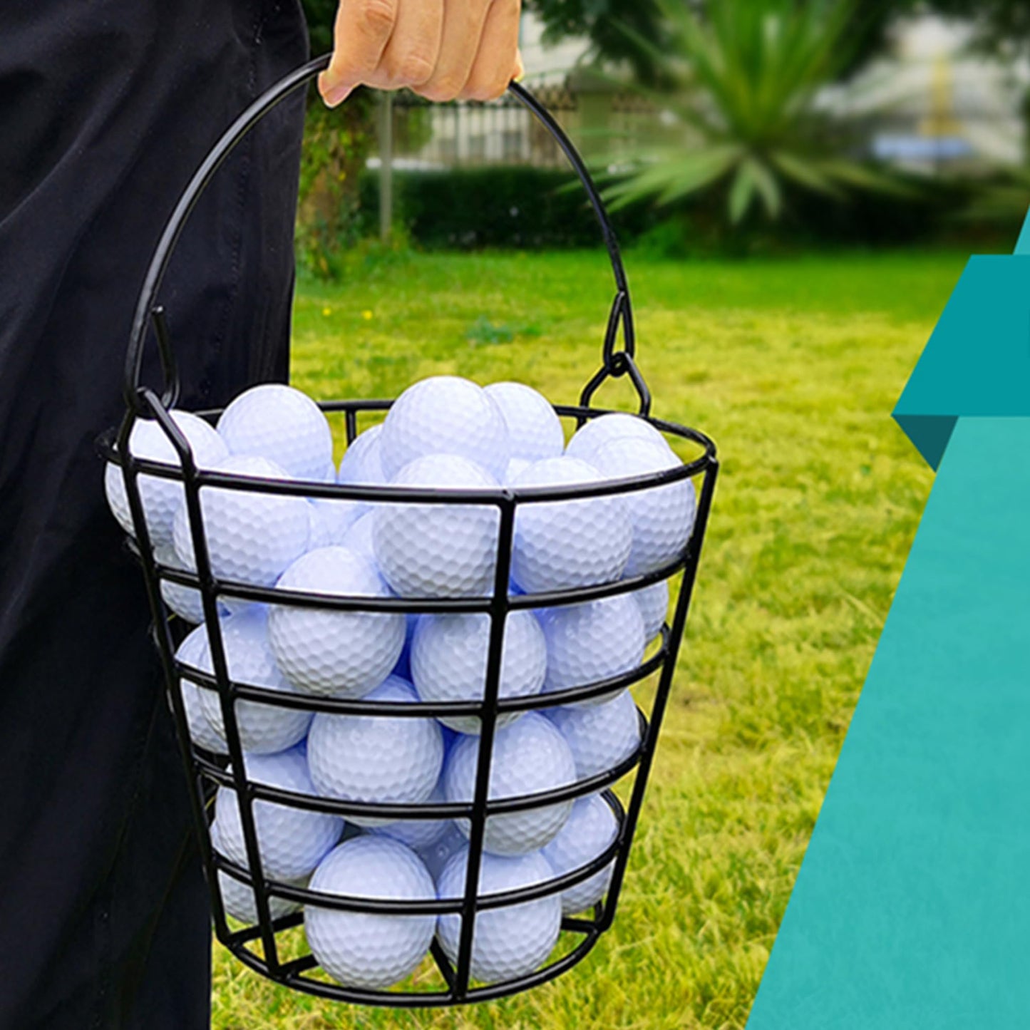 10L0L 2 Pack Metal Range Golf Ball Baskets with Handle, Golf Ball Storage Bucket, Holds 50 Balls Each (Balls Not Included)