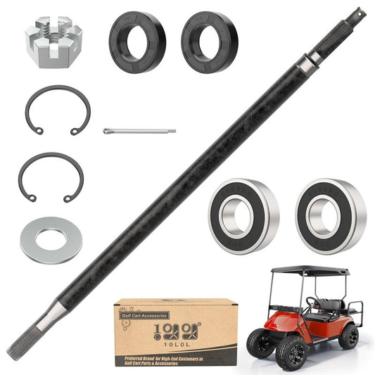 10L0L Golf Cart Driver/Passenger Side Rear Axle Shaft Sets with Bearing Seal Kit Fits EZGO TXT/Medalist Electric1994-2013, Replace OEM 20377G11 20377G12, 15112G1