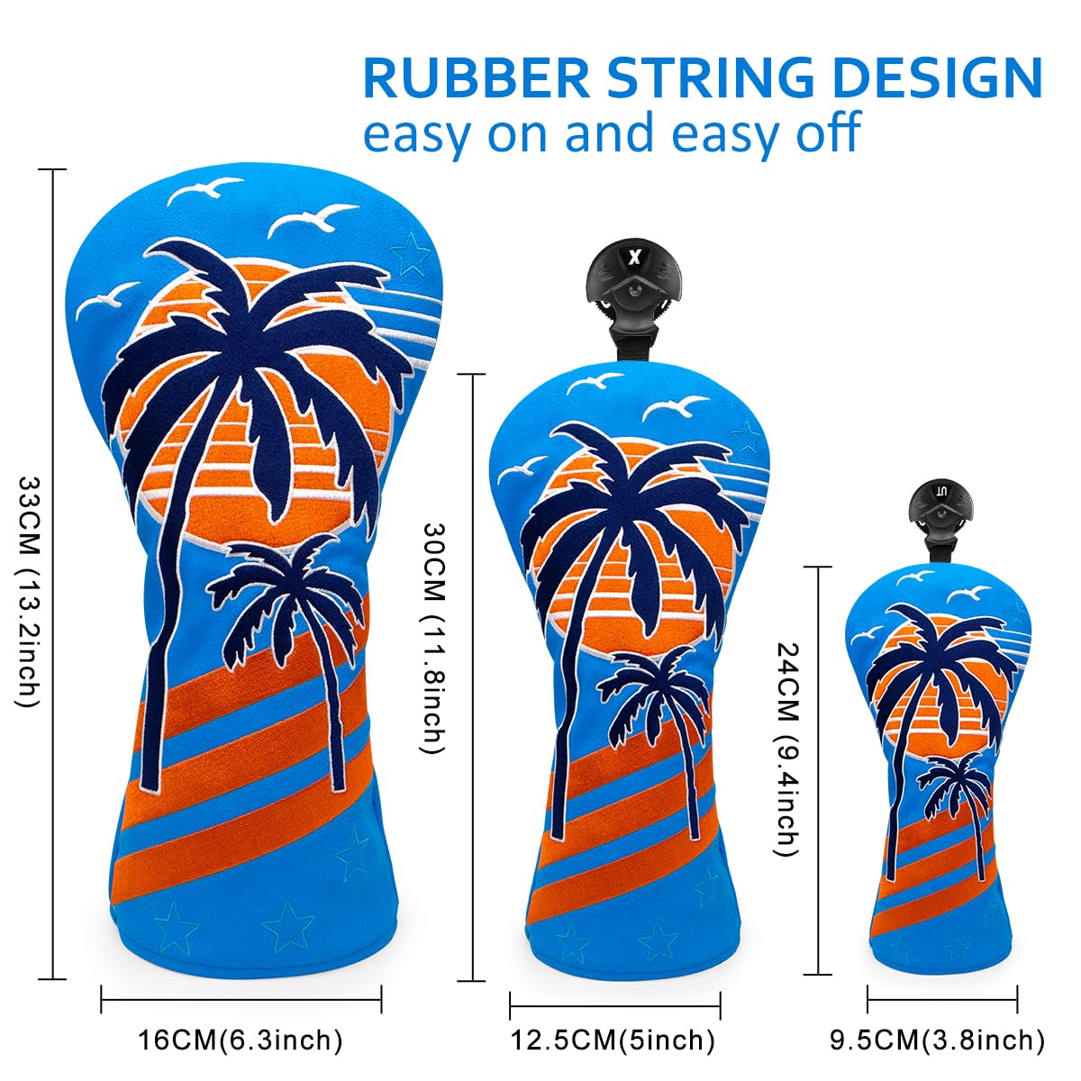 Montela Golf Club Covers Summer Coconut Tree Golf Putter Cover Driver Cover Fariway Wood Headcover Hybrid Covers Mallet Putter Headcover Blade Golf Headcover for Most Brand