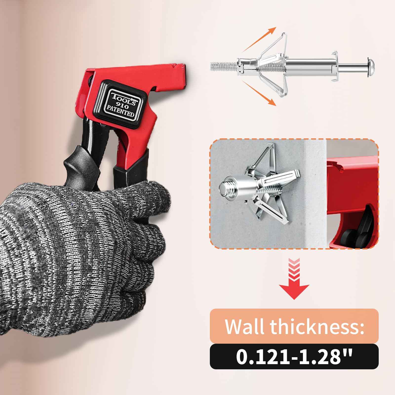 GOOBETTER Molly Bolts for Drywall Plaster Wall, Hollow Wall Anchors Drywall Screw Gun for Picture Frames, Shelves, and Towel Racks 40pcs Heavy Duty Hollow Wall Anchors in 8 Size Screws Incl