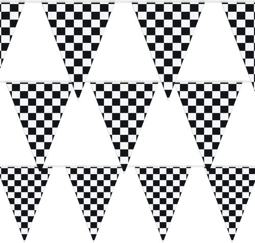 Checkered Flags 100' FT Pennant Racing Banner - NASCAR Theme Party Decoration | Race Car Party Décor