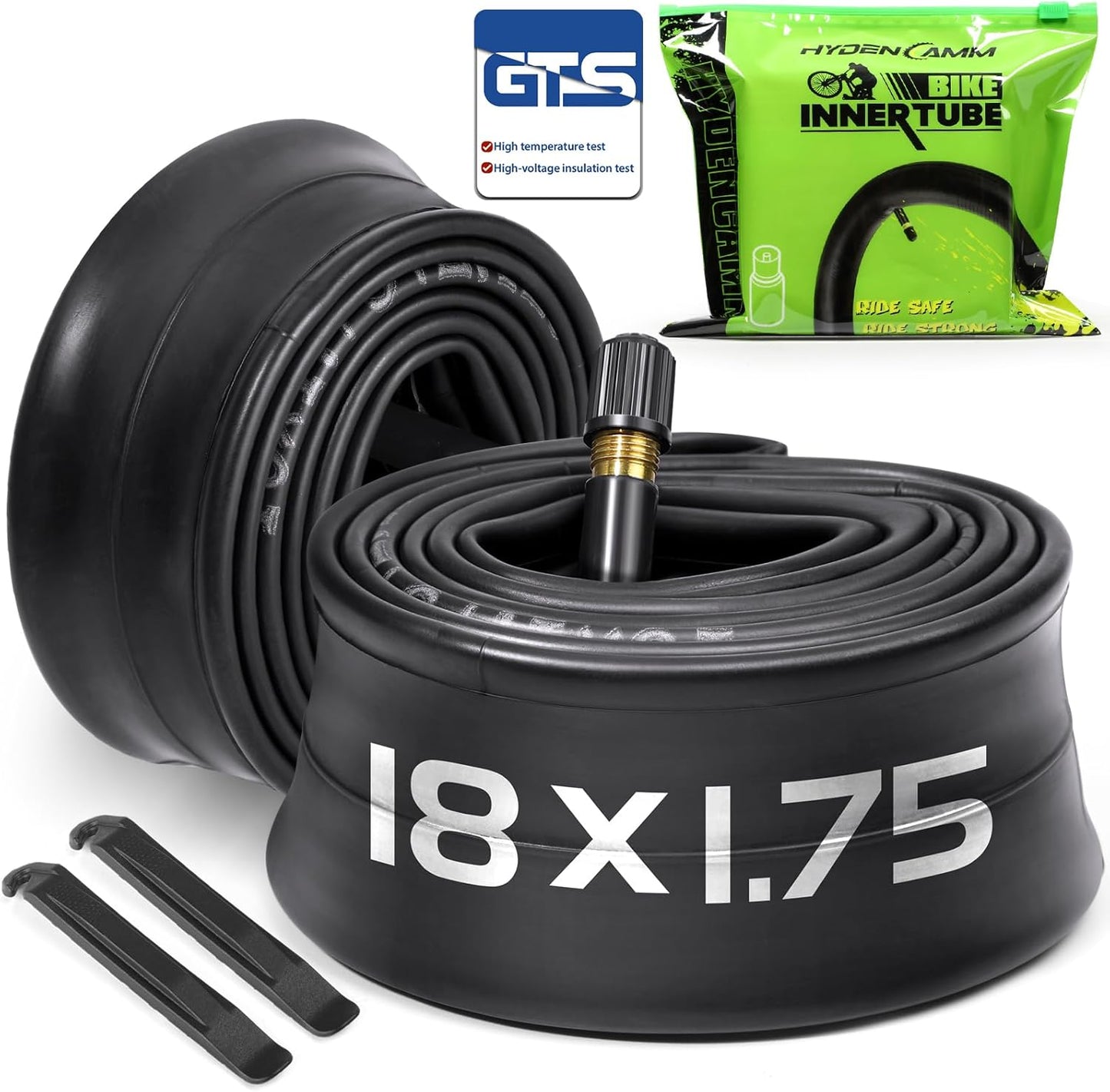 Reliable Bicycle Tube - 2 Pack 12-29 Inch with 32mm AV Schrader Valve & Tire Levers