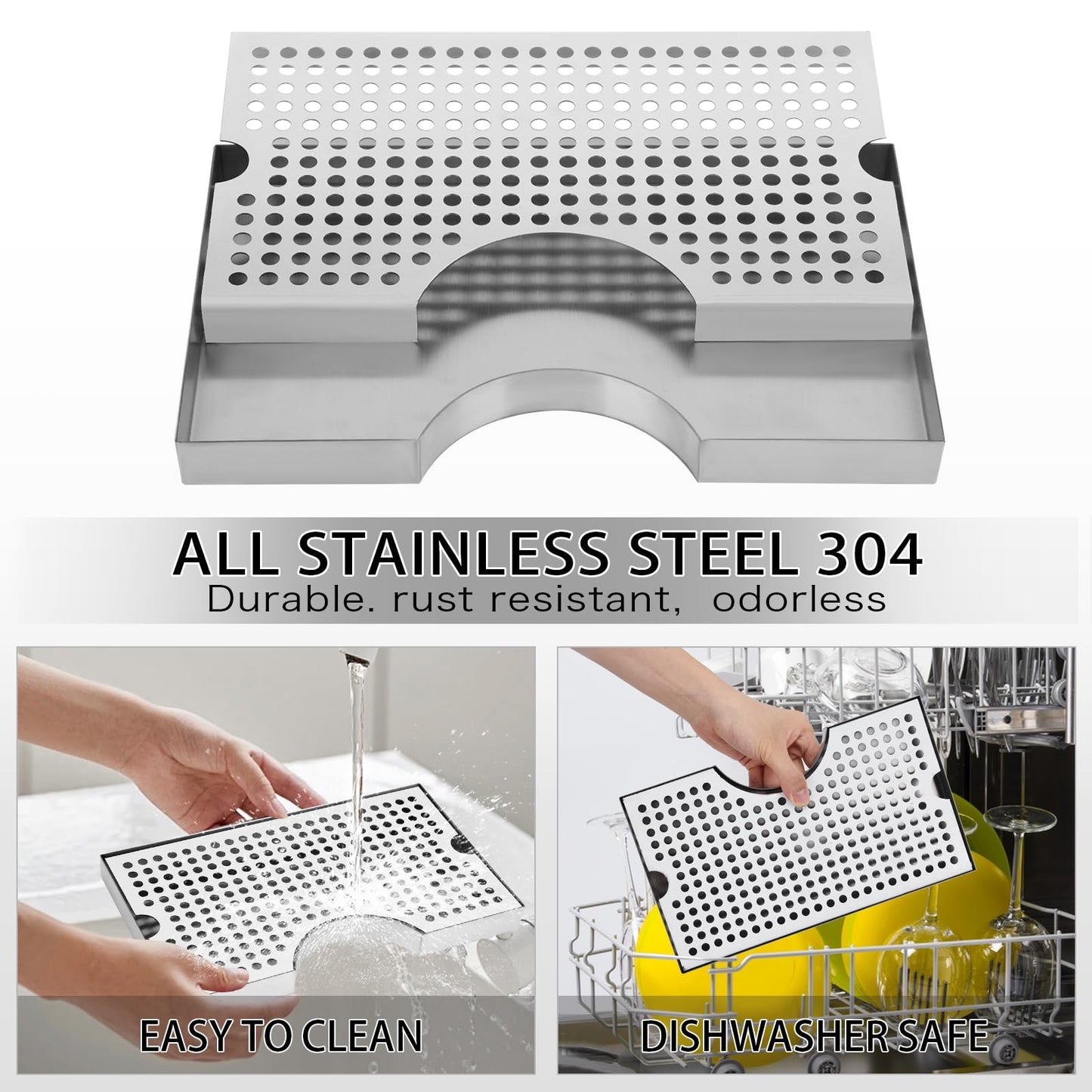 Beer Drip Tray, Beer Tap Drip Tray, Beer Keg Drip Tray, Easy to Clean Highly Polished Surface Drip Tray, Beer Tap Drip Tray with Non Slip Rubber pad 11.96 x 7.05 x 1.02 inches