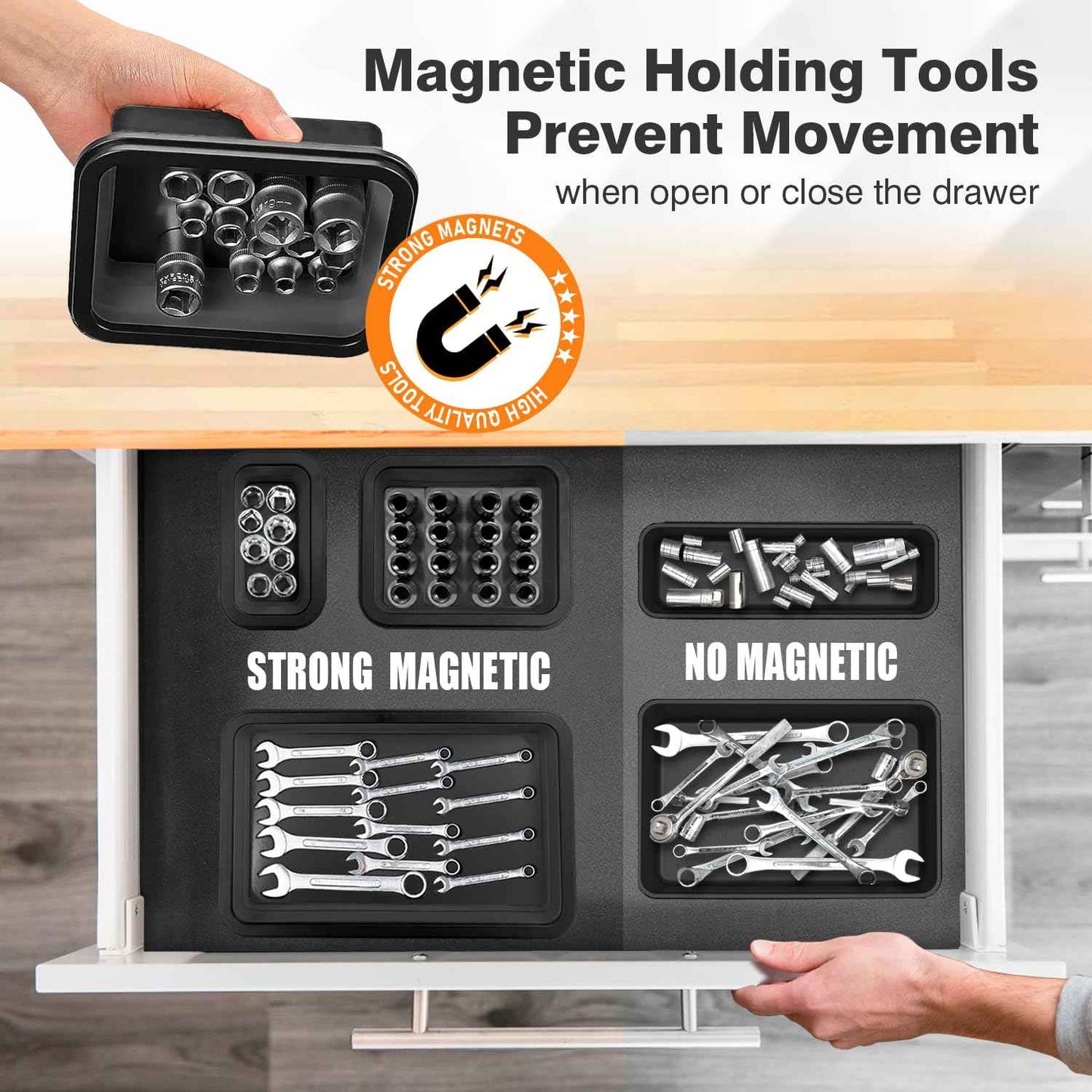 ARTIPOLY Collapsible Magnetic Parts Tray Set, 3 Different Size Foldable Silicone Magnetic Tool Trays for Bolts, Screws, Nuts and Other Small Metal Parts, Mechanic Tool for Men