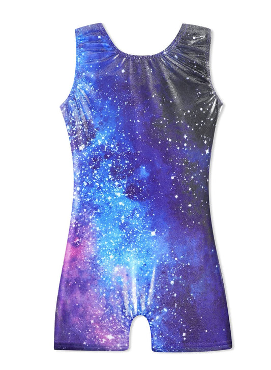 HOZIY Toddler, Little Kid Leotard with Shorts Gymnastics 2-3t 18-24 Months Unitard Blue Galaxy Milky Way Purple Hot Pink Starry Sky Stars Navy Blue Tumbling Outfits Biketard Sparkle