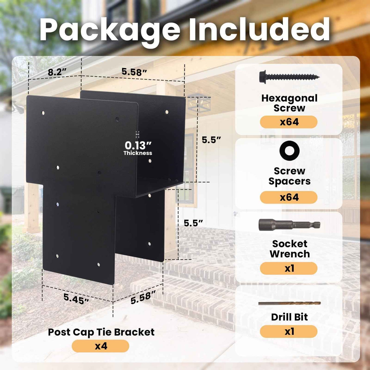 2PC 6x6 Post Cap Tie Bracket (Post 5.5"x5.5" / Beam 3.5"x5.5") – Heavy Duty Stainless Steel Wood Beam Connector, Post to Beam Support for Deck, Pergola, Patio – Black