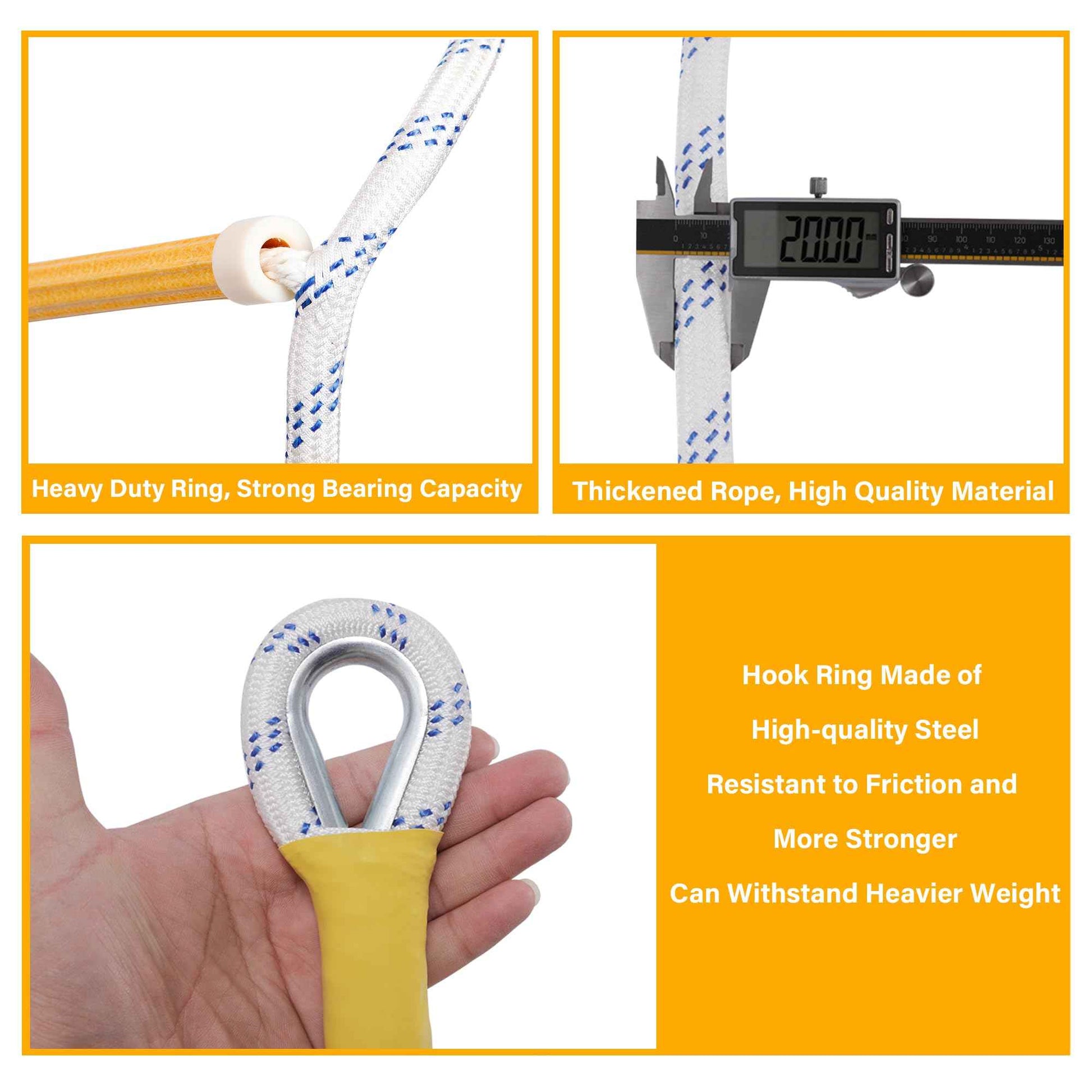 EMEKIAN Emergency Fire Escape Ladder Flame Resistant Safety Extension Rope with 2 Hooks, 2 to 6 Story Homes Reusable Compact Portable External Ladder (7.6 M / 25 FT)