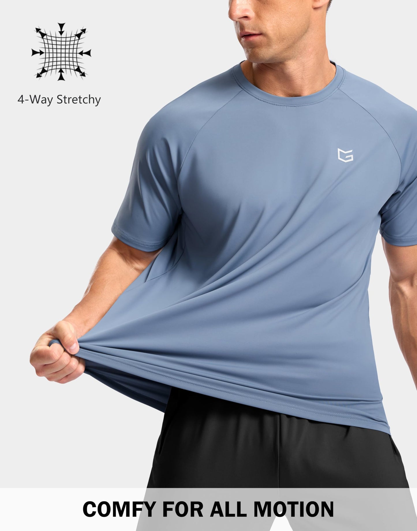 G Gradual Men's Athletic Workout T-Shirts Moisture Wicking Cooling Running Shirts Short Sleeve Performance Tee for Gym Tennis(Slate Blue,M)