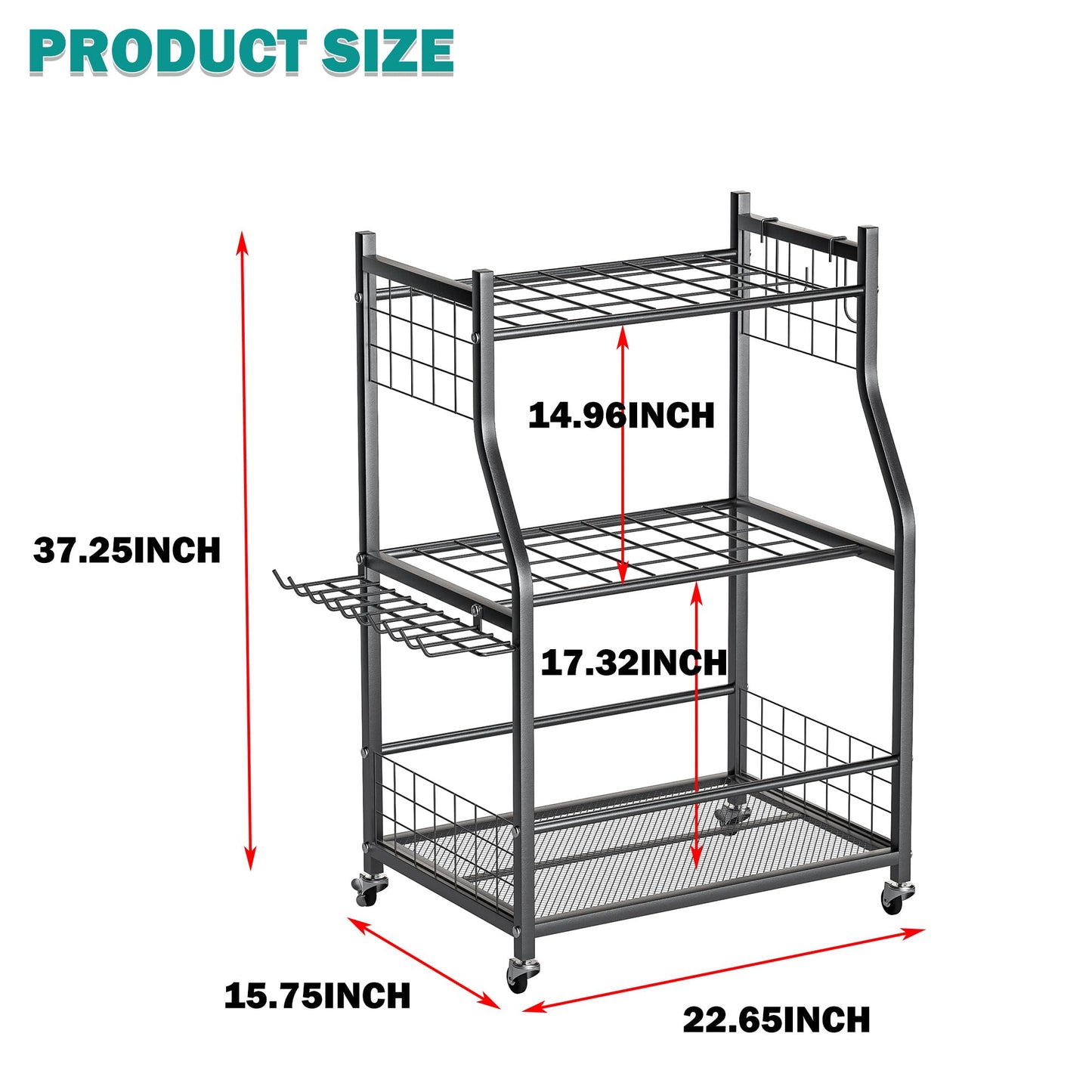 EVERHANGER Garden Tool Organizer Stand, Garage Tool Storage Organization, Yard Tool Racks with lockable wheels, Fit for Long-Handled Tools/Rakes/Brooms, Indoor/Outdoor Use