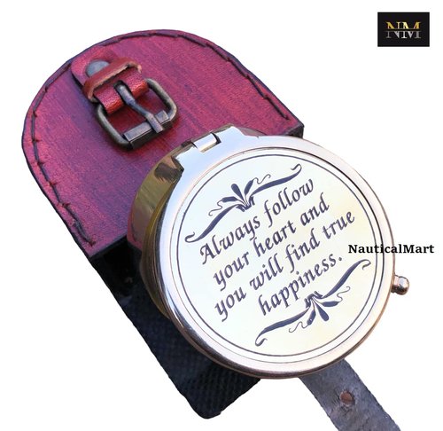 Brass Compass Always Follow Your Heart/Personalize Gift/Directional Magnetic Compass/Pocket Compass for Camping, Best Easter, to My Man, Husband, Boyfriend, Fiance