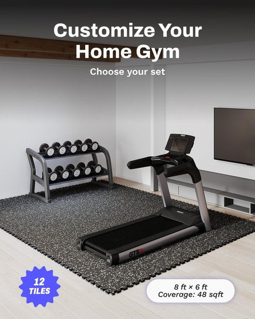 AIRHOP Exercise Equipment Mats - 0.56in Thick Interlocking Puzzle Tiles for Home Gym | 12 Tiles, Heavy-Duty EVA Foam, 24 x 24in