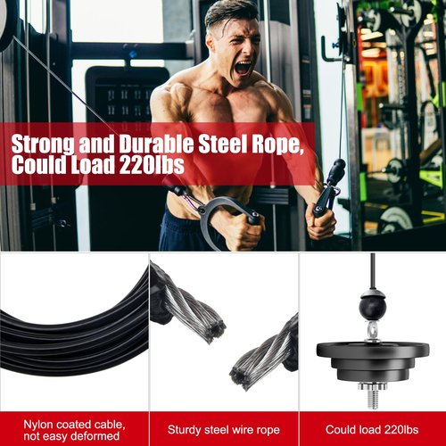 Anglekai 196In Home Gym Replacement Cable, Fix Fitness Pulley Cable with 2 Gravity Ball 5mm Gym Pulley Cable for Exercise Machine Cable Replacement (196in)