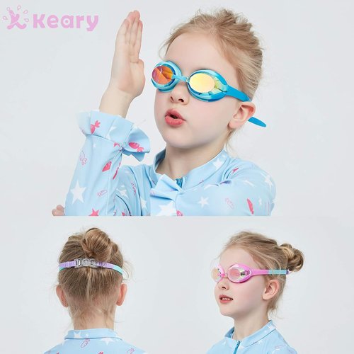 Keary Kids Swim Goggles - Anti-Fog, Waterproof, UV Protection for Ages 3-12 | Clear Vision Pool Goggles