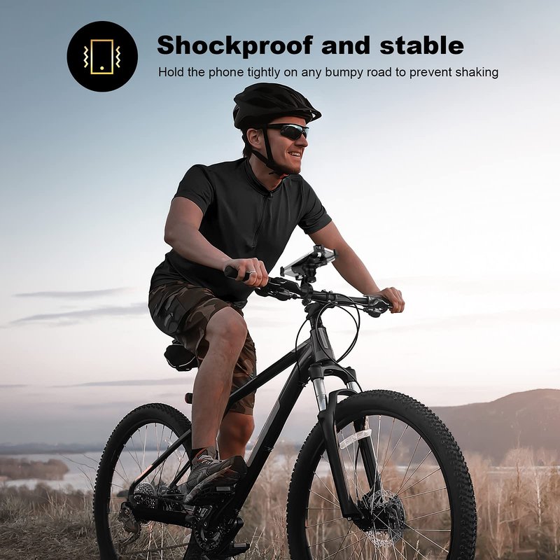 visnfa New Bike Phone Mount with Stainless Steel Clamp Arms Anti Shake and Stable 360° Rotation Bike Accessories/Bike Phone Holder for Any Smartphones GPS Other Devices Between 4 and 7 inches