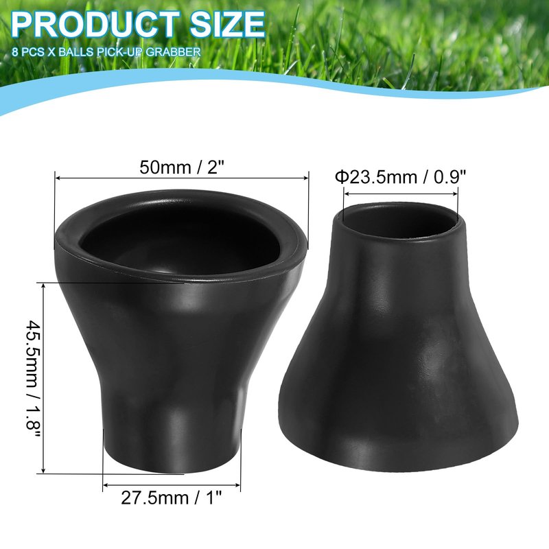 PATIKIL Golf Ball Retriever Grabber, 8 Pcs Golf Ball Suction Cup Grabber Rubber Putter Grip Picker Upper Tool for Golfers Putter Swing Handle Accessories, Black