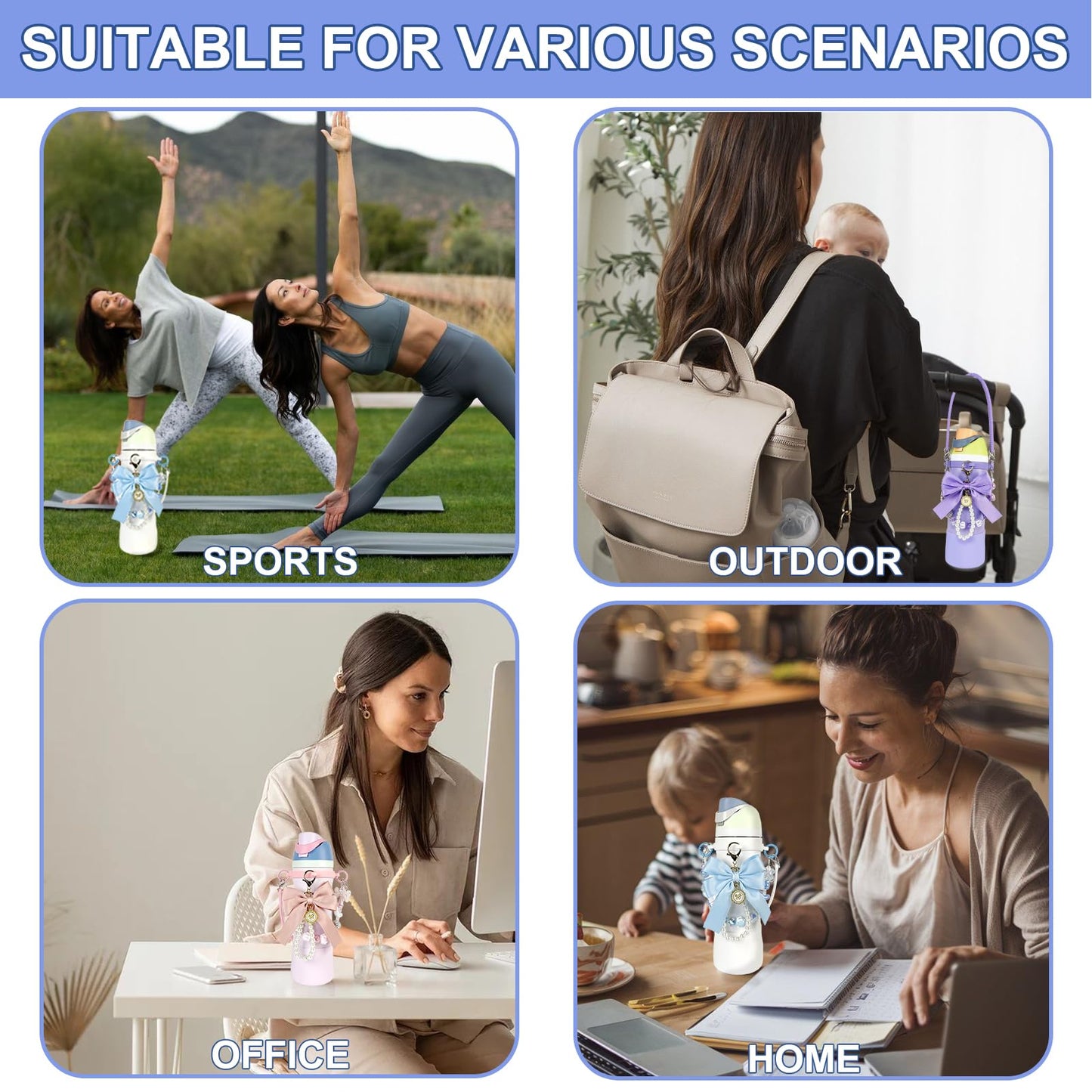 Silicone Boot Set for Owala Water Bottle 24 oz,Water Bottle Handle Strap for Owala Accessories, water bottle boot,Charms,Rubber Bottoms,Decorative