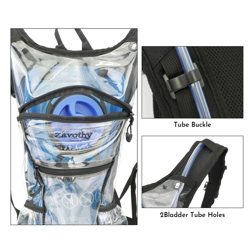 Zavothy Transparent Rave Hydration Pack - Hydration Backpack - Hydropack with 3L Bladder - Water Backpack for Festivals, Hiking, Running, Biking and More