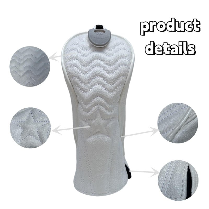 3pcs Driver Headcover Fairway Wood Head Covers Hybrid Headcover,PU Leather Golf Headcovers for Driver, 3 5 Wood,Hybrid, Golf Club Covers for Men,Headcovers Set fits for All Brand (White 1 3 H)