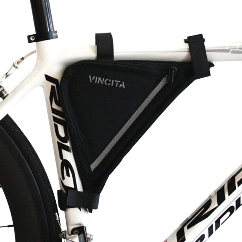 Vincita Bike Small Triangle Frame Bag Lift - Black, With Shoulder Pad For Easy Carrying, Open Both Sides - Cycling Frame Pack For Mountain Bike/Mtb Road, Hybrid - Bicycle Accessories