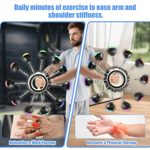 360-Degree Hand-Crank Forearm Trainer, Metal Upper Body Workout Equipment for Arms, Shoulders and Chest, Portable Fitness Tool, White