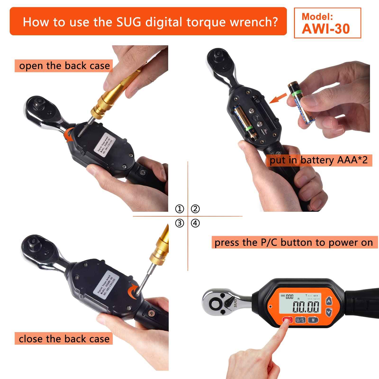 SUGPV Mini Digital Torque Wrench - 1/4-inch Drive with Buzzer & LED, 0.9-30 Nm, High-Precision Electronic Tool for Bike & Car Repairs, Calibrated for Reliability