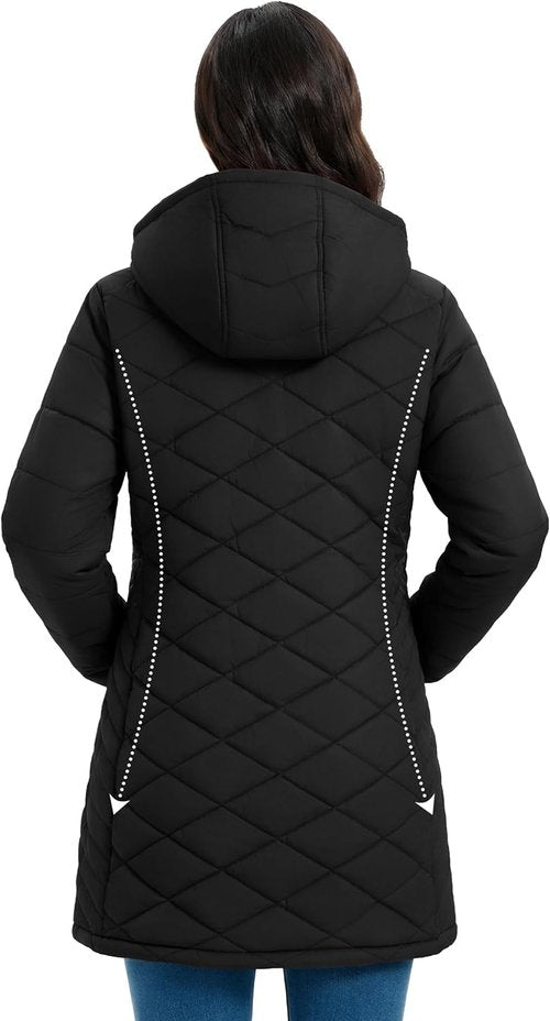 MAGCOMSEN Women's Lightweight Quilted Puffer Jacket - Warm Waterproof Parka with Hood