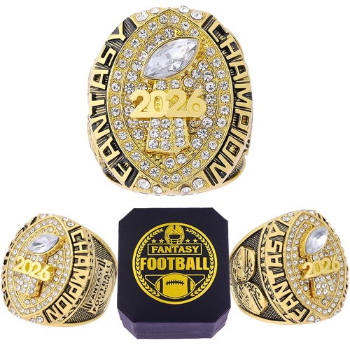 ZZXZJW 2026 Fantasy Football Championship Ring Trophy Award for Fantasy Football League Winner (Model 11, Size 11)