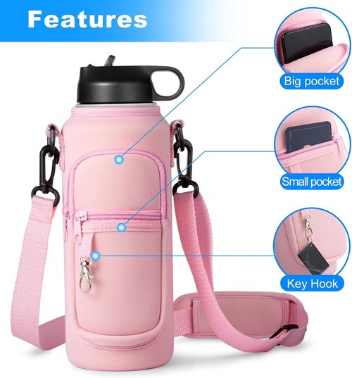 Hydroflask Water Bottle Holder - Adjustable Sling Bag with Phone Pocket for Hiking & Travel