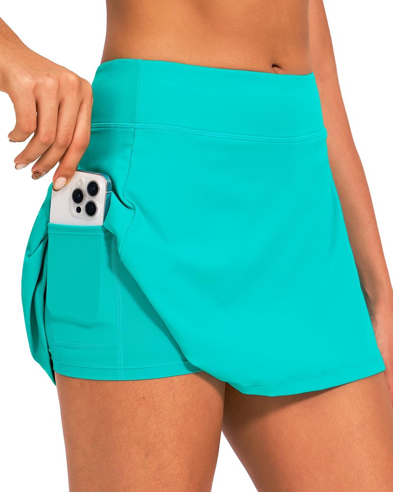 Stelle Women Tennis Golf Skirts High Waisted with Pockets Inner Shorts for Athletic Skorts Sports Running Pickleball (TQ,M) Turquoise