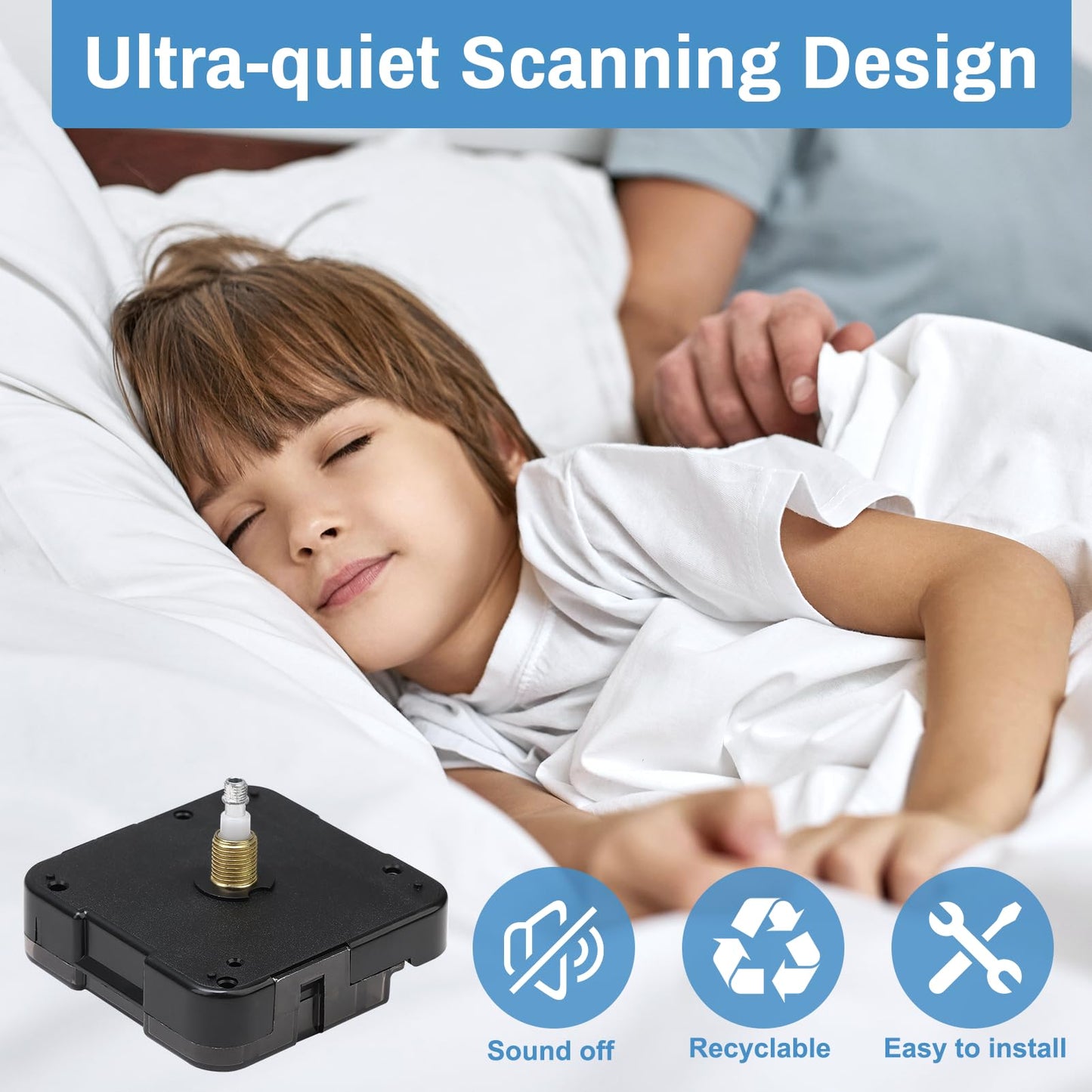 YENOVO Quartz Clock 12888 Movement No Second Hand Replacement Set, Battery Operated Axis Shaft High Torque Parts Suitable for Wall Clock Motor Repair Parts and DIY (Thread Length 8mm)