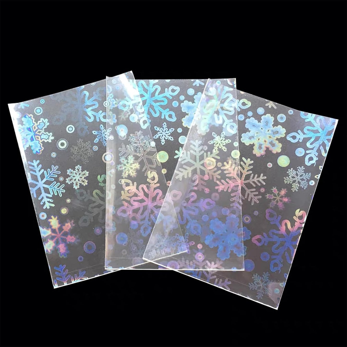 Skiennix Holographic Card Sleeves - 100 PCS Colorful Snowflake Patterned Protectors for TCG/CCG Cards (65×90mm)