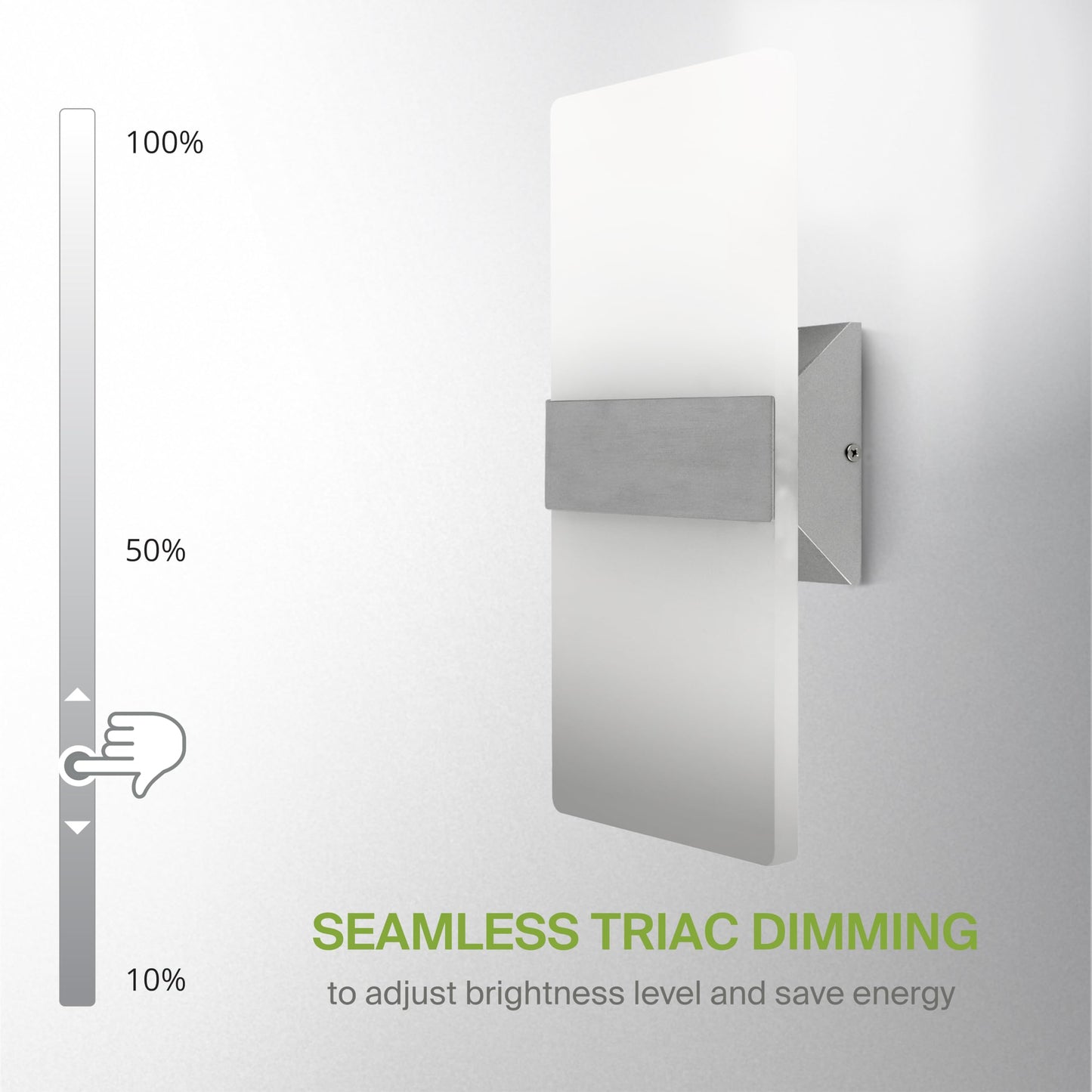 ASD 14 Inch LED Indoor Wall Sconce - Modern Interior 24W 120V 2700K-5000K Adjustable Dimmable Wall Mounted Light Fixtures, Acrylic Glass Wall Lights for Stairway, Hallway - ETL, Brushed Nickel 2 Pack