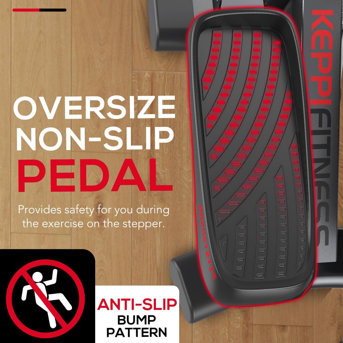 Keppi Fitness Stair Stepper, Steppers for Exercise at Home with 350LBS Maximum Capacity, Mini Stepper with 2 Pairs of Resistance Bands for Efficient Cardio - Fitstep500